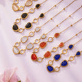 Oval Cat Eye Glass Stone Necklace Bracelet Earring Set view 3
