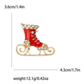 Rhinestone Ice Skate Brooch Enamel Gold Blade Boot Pin view 5