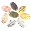 Oval Handmade Script Metal Tag Charms in Mixed Finishes view 1