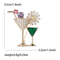 Two Cocktail Glass Crystal Brooch in Gold or Silver Tone view 4