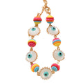 Evil Eye Charm Bracelet Gold Tone Chain Multicolor Seed Beads view 5
