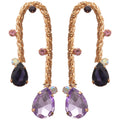 Braided Metal Arch and Colorful Teardrop Statement Earrings view 5