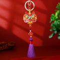 Enamel Lion Dance Head Tassel Keychains in Ten Bright Color Options view 12
