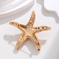 Gold Tone Starfish Pearl Look Two Designs Metal Brooch Pin view 3