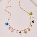Gold Stainless Steel Paperclip Multi-Charm Resin Mushroom Necklace view 4