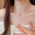 Crystal Butterfly Pendant Chain Necklace in Gold and Silver view 3