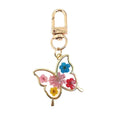 Gold Tone Pressed Flower Butterfly Resin Clip Keychains view 7