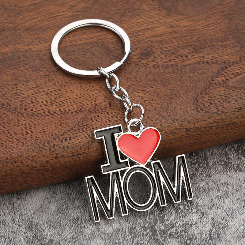 Family Heart Zinc Alloy Keychain Gift for Mom Dad Wife