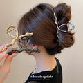 Metal Wave and Plumeria Flower Hair Claw Clips Multi Finish view 2