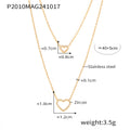 Double Layer Heart Zircon Necklace Gold Silver Open Hearts view 6