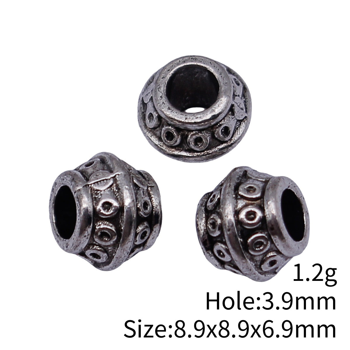 8.9x8.9x6.9mm 1.2g Multicolor Zinc Alloy Large Hole Spacer Beads for DIY Bracelet and Necklace Making