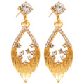 Gold Tone Open Leaf Crystal Drop Stud Earrings Jewelry Accessory view 5