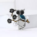 Floral Owl Branch Brooch In Gold And Silver Tones Decorative Lapel Pin view 3