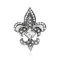 Crystal Fleur De Lis Brooch in Silver and Antique Gold view 5