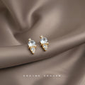 Gold Tone Clear Stone Ice Cream Cone Stud Earrings For Women view 3