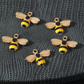 Gold Tone Alloy Enamel Bee Charm Pendant Rhinestone Wings Two Styles view 2