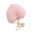 Fluffy Faux Fur Pom Pom Keychain with Glitter Flower Charm view 5
