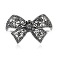 Gunmetal Crystal Bow Brooch with Openwork Ribbon Loops view 1