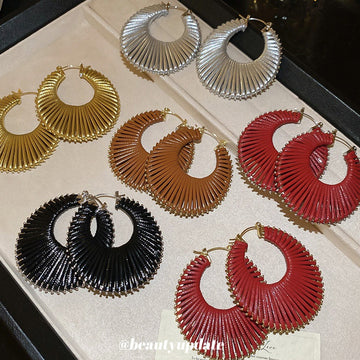 Woven Open Circle Huggie Earrings Assorted Eight Design Set