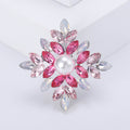 Marquise Crystal Snowflake Brooch With Pearl Center in Four Colors view 6