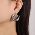 Twisted Spiral C-Shape Stud Earrings Gold Silver Titanium Steel view 7