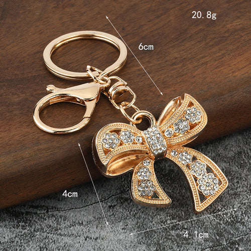 Rhinestone Bow Keychain Zinc Alloy Bag Charm Pendant