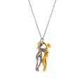 Two-Tone Gold Steel Hugging Couple Embrace Pendant Necklace view 5
