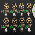 Bamboo Panda Enamel Keychains with Glasses Charm, 7 Poses view 3