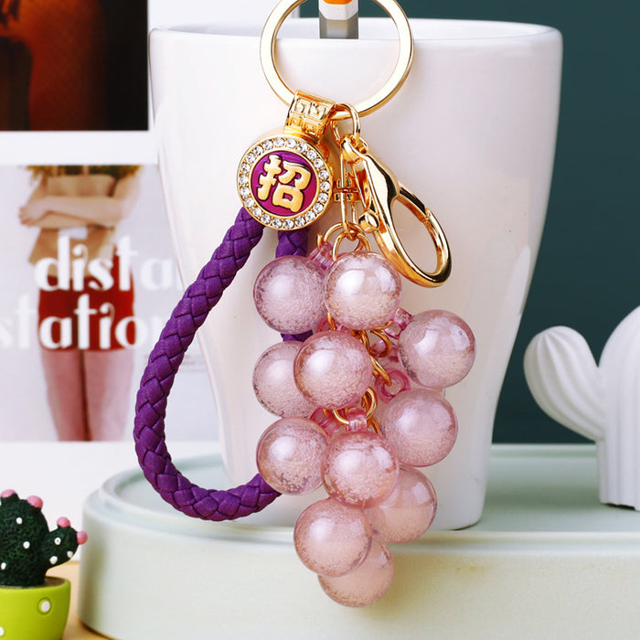 Translucent Grape Cluster Keychains in Purple and Green Options