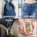 Yellow Cross Praying Hands Keychain With Angel And Square Charms view 3