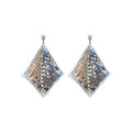 Silver Tone Crystal Mesh Diamond Statement Drop Earrings view 5