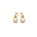 Gold Double Arc Pearl Look Convertible Stud Earrings view 5