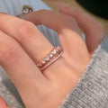 Rose Gold Mother of Pearl Heart Double Layer Open Zircon Ring view 2