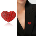 Red Crystal Heart Brooch with Gold Tone Edge for Jackets and Scarves view 2