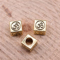 Om Symbol Square Large Hole Beads in 3 Metal Finishes for Jewelry Making view 1