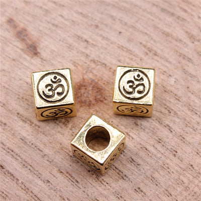 Om Symbol Square Large Hole Beads shown in close view