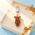 Flocked Brown Teddy Bear Keychains Clasp and Strap 2 Styles view 6