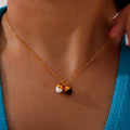 Gold Pendant Necklaces Pearl Heart Wheat Acorn Face Designs view 3