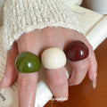Glossy Resin Dome Chunky Ring Red Green Black Cream view 4