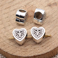 Filigree Heart Silver Tone Large Hole Spacer Beads view 2