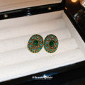 Green Crystal Oval Cluster Statement Stud Earrings view 2