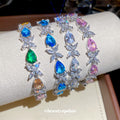 Teardrop Flower Crystal Bracelets Multicolor Blue Pink view 1