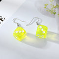 Silver Tone Translucent Resin Dice Hook Earrings in Nine Colors view 6