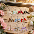 Faux Pearl Bow Keychain Silver Ring Ten Ribbon Colors view 4