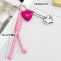 Braided Cord Heart Keychain With Silver Heart Charm view 4