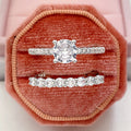 Silver Tone Round Solitaire And Crystal Band Ring Set view 4