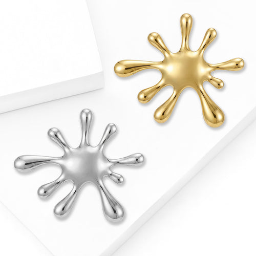 光面液滴飞溅造型 brooch displayed in a closer angled product view