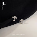 Silver Mini Airplane Pavé Stud Earrings Clear Stones view 3