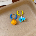 Colorful Elephant and Pumpkin Charm Hoop Earrings Fashion Jewelry for Women view 2