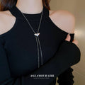 Silver Triangle Slider Necklace Rhinestone Pull Through view 1